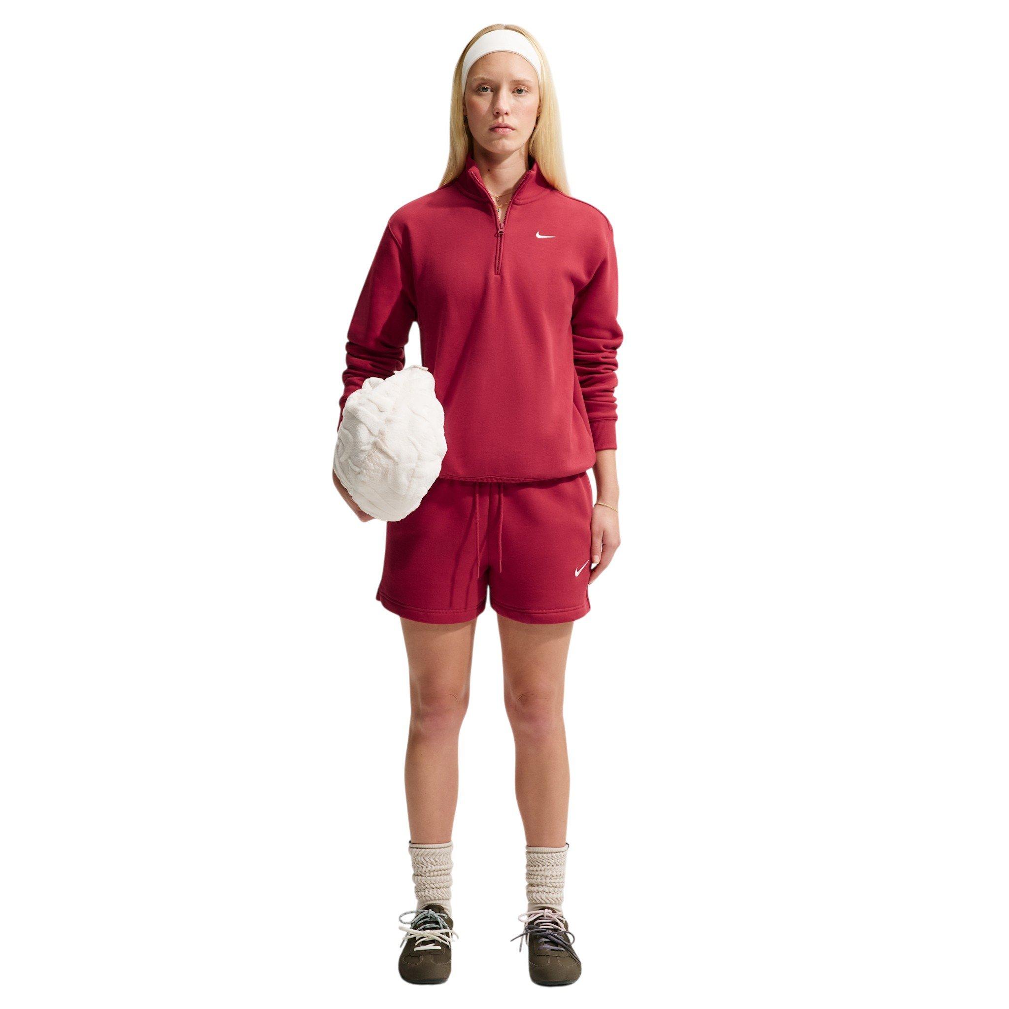 Nike Women's Studio Fleece Medium Weight Mid-Rise Shorts - Red - RED